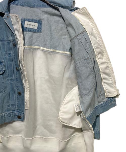 STUMBLY（スタンブリ―）STUMBLY (スタンブリ―) デニムオーガンジーコンビブルゾン ブルー サイズ:36の古着・服飾アイテム