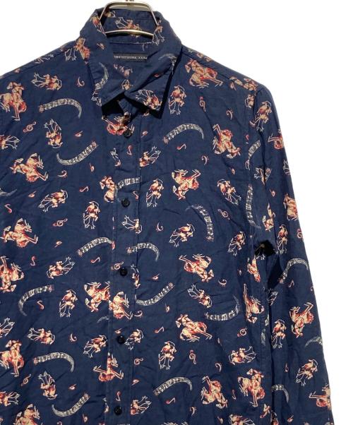 Thee Hysteric XXX（ジィ ヒステリックトリプルエックス）Thee Hysteric XXX (ジィ ヒステリックトリプルエックス) 総柄シャツ ネイビー サイズ:Ｓの古着・服飾アイテム