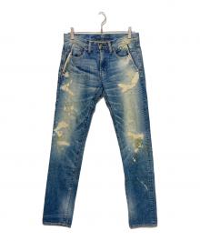 MIHARA YASUHIRO（ミハラヤスヒロ）の古着「ペイントダメージ加工デニムパンツ」｜インディゴ