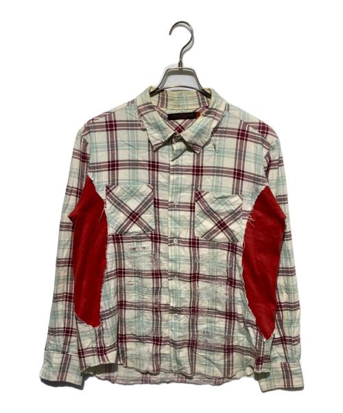 UNDERCOVERISM（アンダーカバーイズム）UNDERCOVERISM (アンダーカバーイズム) ダメージ加工チェックシャツ グリーン×レッド サイズ:2の古着・服飾アイテム