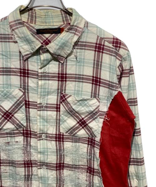UNDERCOVERISM（アンダーカバーイズム）UNDERCOVERISM (アンダーカバーイズム) ダメージ加工チェックシャツ グリーン×レッド サイズ:2の古着・服飾アイテム