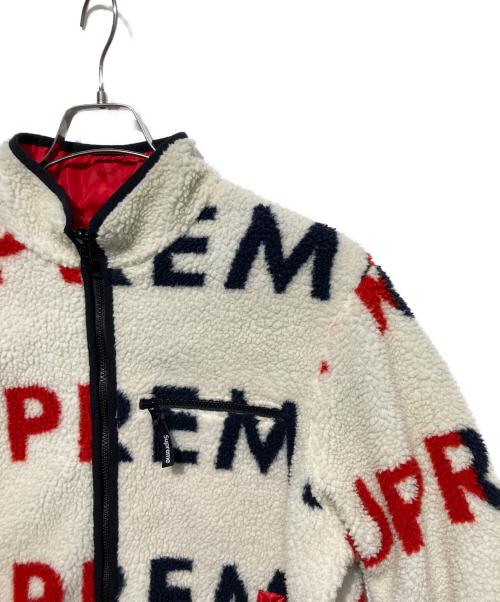 SUPREME（シュプリーム）SUPREME (シュプリーム) Reversible Logo Fleece Jacket ホワイト×レッド サイズ:Mの古着・服飾アイテム