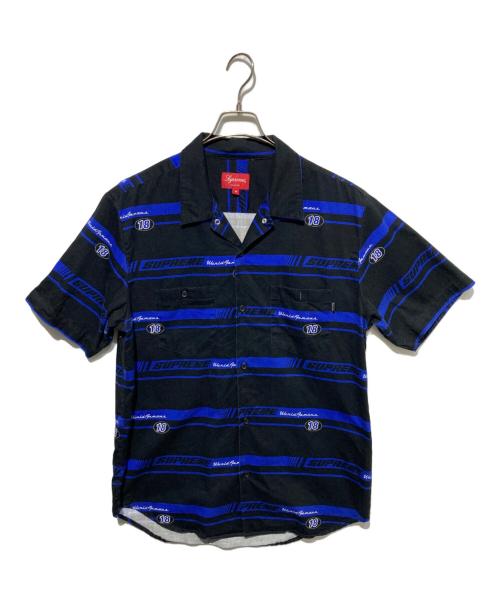 SUPREME（シュプリーム）SUPREME (シュプリーム) Striped Racing Work Shirt ブラック×ブルー サイズ:Mの古着・服飾アイテム