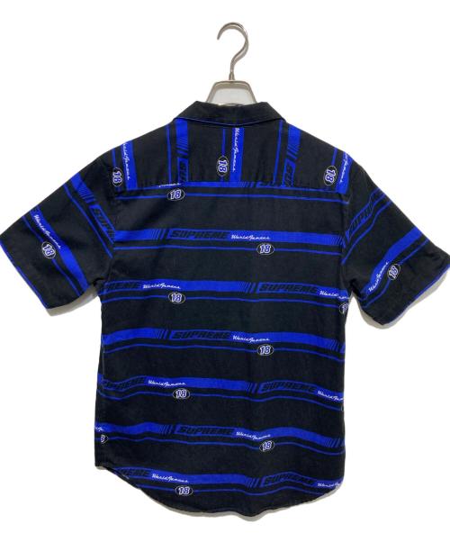 SUPREME（シュプリーム）SUPREME (シュプリーム) Striped Racing Work Shirt ブラック×ブルー サイズ:Mの古着・服飾アイテム