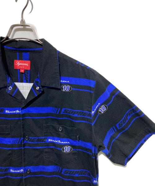 SUPREME（シュプリーム）SUPREME (シュプリーム) Striped Racing Work Shirt ブラック×ブルー サイズ:Mの古着・服飾アイテム