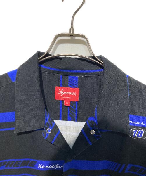 SUPREME（シュプリーム）SUPREME (シュプリーム) Striped Racing Work Shirt ブラック×ブルー サイズ:Mの古着・服飾アイテム