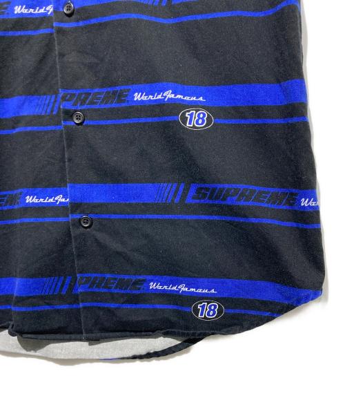 SUPREME（シュプリーム）SUPREME (シュプリーム) Striped Racing Work Shirt ブラック×ブルー サイズ:Mの古着・服飾アイテム