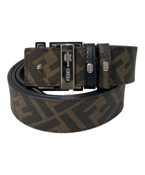 FENDI（フェンディ）FENDI (フェンディ) リバーシブルズッカベルト ブラック×ブラウンの古着・服飾アイテム