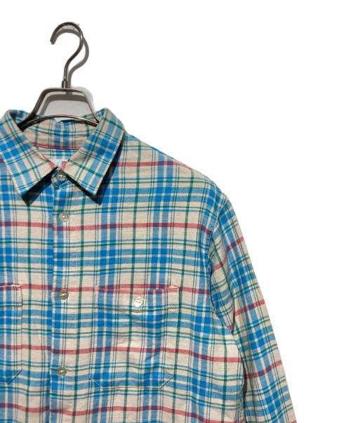 CHALLENGER（チャレンジャー）CHALLENGER (チャレンジャー) CHECK SHRIT ホワイト×ブルー サイズ:Mの古着・服飾アイテム