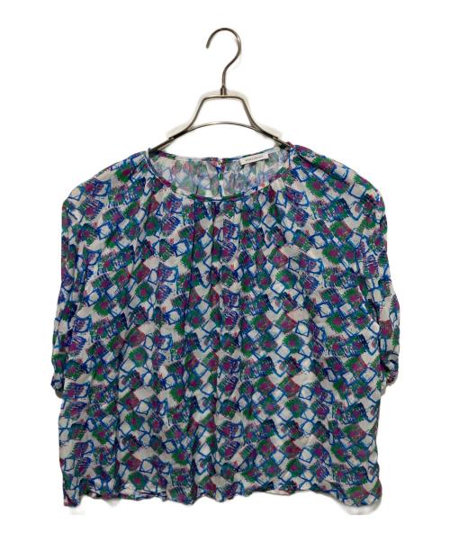 HERALBONY（ヘラルボニー）HERALBONY (ヘラルボニー) シフォンブラウス「タイトル不明」 ブルー×グリーン サイズ:Freeの古着・服飾アイテム