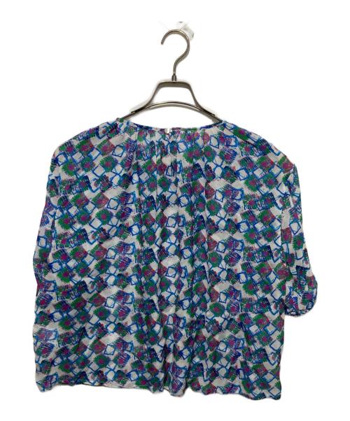 HERALBONY（ヘラルボニー）HERALBONY (ヘラルボニー) シフォンブラウス「タイトル不明」 ブルー×グリーン サイズ:Freeの古着・服飾アイテム