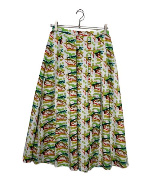 HERALBONY（ヘラルボニー）HERALBONY (ヘラルボニー) フレアスカート「けしき」 ホワイト×グリーン サイズ:Freeの古着・服飾アイテム