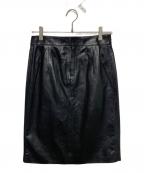 COACHコーチ）の古着「ヘリテージ C レザー スカート」｜ブラック