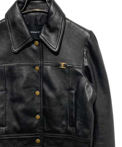 COACH（コーチ）COACH (コーチ) レザージャケット ブラック サイズ:XSの古着・服飾アイテム