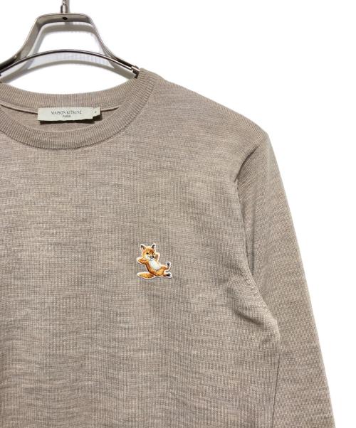 maison kitsune（メゾンキツネ）maison kitsune (メゾンキツネ) フォックスパッチクルーネックニット ブラウン サイズ:Mの古着・服飾アイテム