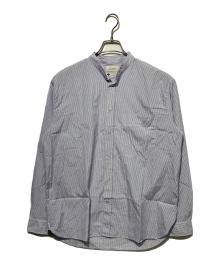 The CLASIK（ザ クラシック）の古着「COLLARLESS SHIRT」｜ブルー×ホワイト