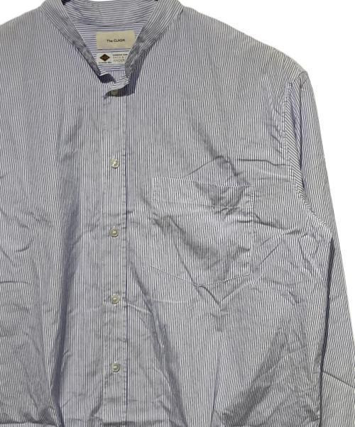 The CLASIK（ザ クラシック）The CLASIK (ザ クラシック) COLLARLESS SHIRT ブルー×ホワイト サイズ:46の古着・服飾アイテム