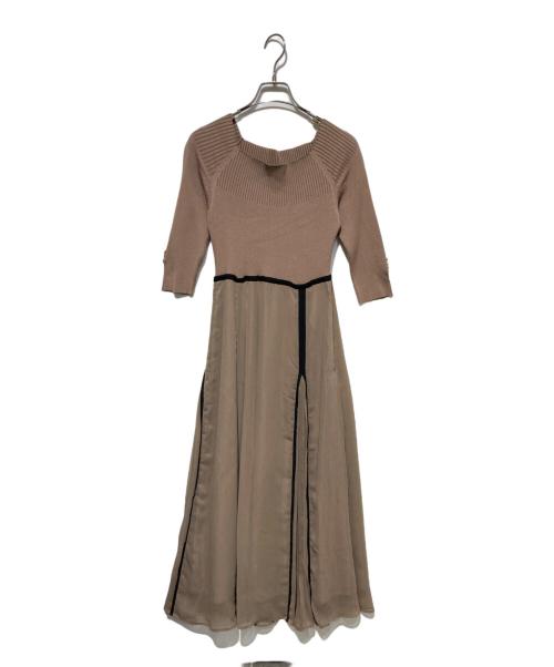 Mystrada（マイストラーダ）Mystrada (マイストラーダ) アシメプリーツドッキングワンピース ブラウン サイズ:38の古着・服飾アイテム