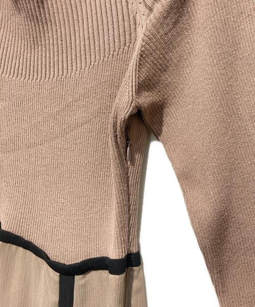 Mystrada（マイストラーダ）Mystrada (マイストラーダ) アシメプリーツドッキングワンピース ブラウン サイズ:38の古着・服飾アイテム