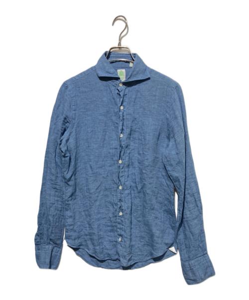 finamore（フィナモレ）finamore (フィナモレ) ワイドカラーリネンシャツ ブルー サイズ:14の古着・服飾アイテム