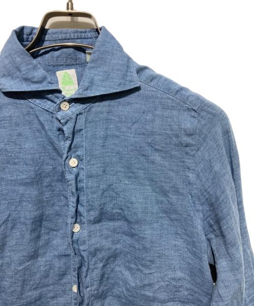 finamore（フィナモレ）finamore (フィナモレ) ワイドカラーリネンシャツ ブルー サイズ:14の古着・服飾アイテム