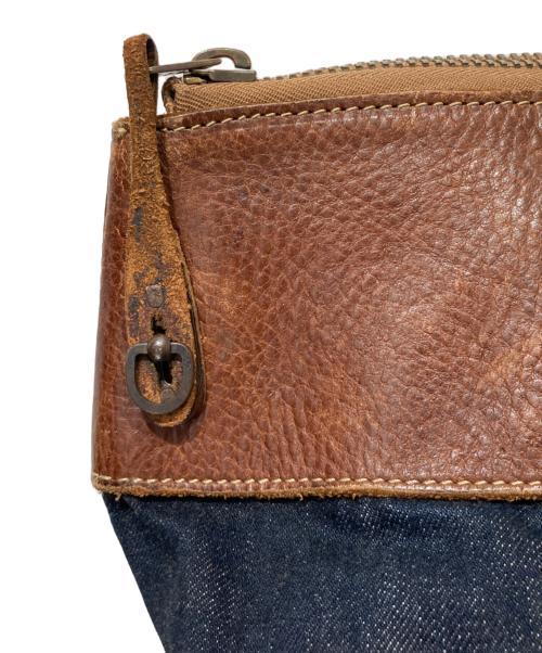RRL（ダブルアールエル）RRL (ダブルアールエル) デニム×レザーバンドバッグ インディゴ×ブラウンの古着・服飾アイテム