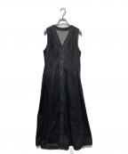 GRACE CONTINENTAL（グレースコンチネンタル）の古着「デニムノースリーブロングワンピース」｜ブラック