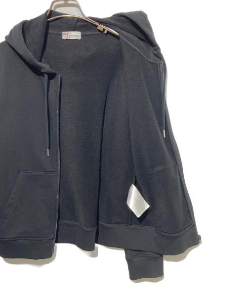RED VALENTINO（レッドヴァレンティノ）RED VALENTINO (レッドヴァレンティノ) バックレースアップジップパーカー ブラック サイズ:Sの古着・服飾アイテム