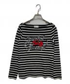 RED VALENTINOレッドヴァレンティノ）の古着「刺繍ボーダーカットソー」｜ブラック×ホワイト