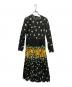 RED VALENTINO（レッドヴァレンティノ）の古着「フラワープリントプリーツワンピース」｜ブラック×イエロー