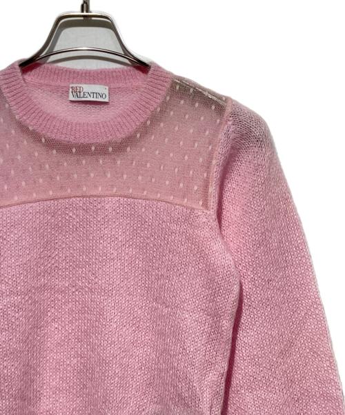 RED VALENTINO（レッドヴァレンティノ）RED VALENTINO (レッドヴァレンティノ) シアー切替ニット ピンク サイズ:XSの古着・服飾アイテム