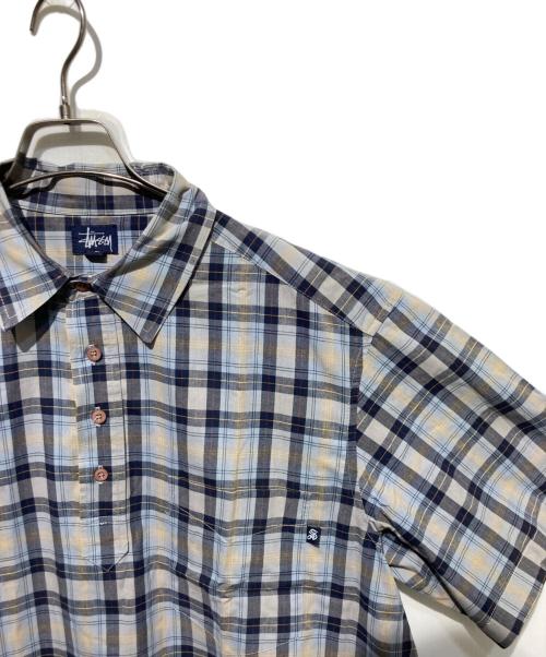 stussy（ステューシー）stussy (ステューシー) 90’S チェックプルオーバーシャツ グレー×ネイビー サイズ:Lの古着・服飾アイテム