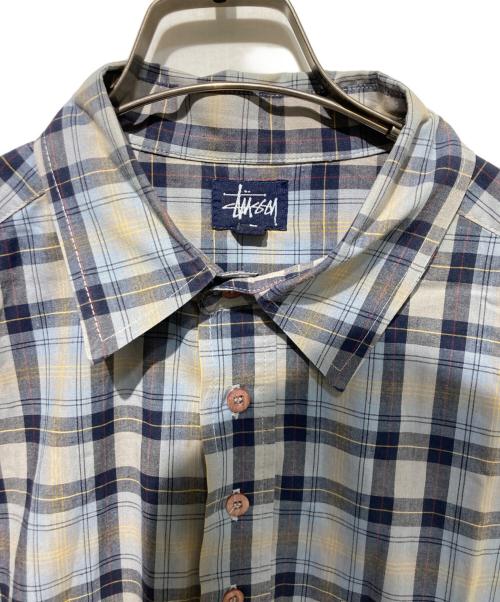 stussy（ステューシー）stussy (ステューシー) 90’S チェックプルオーバーシャツ グレー×ネイビー サイズ:Lの古着・服飾アイテム