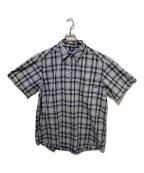 stussyステューシー）の古着「90’S チェックプルオーバーシャツ」｜グレー×ネイビー