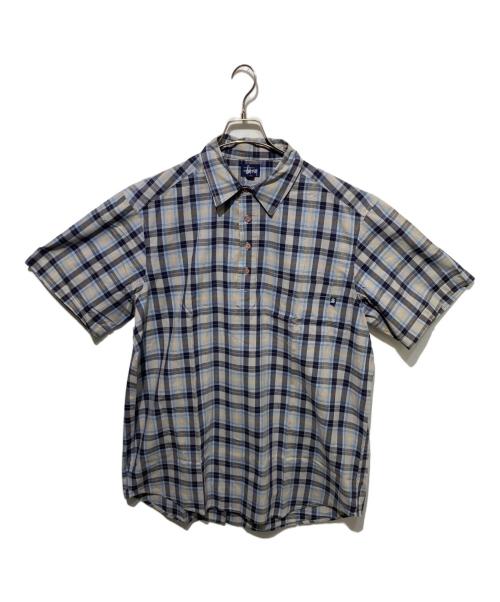 stussy（ステューシー）stussy (ステューシー) 90’S チェックプルオーバーシャツ グレー×ネイビー サイズ:Lの古着・服飾アイテム