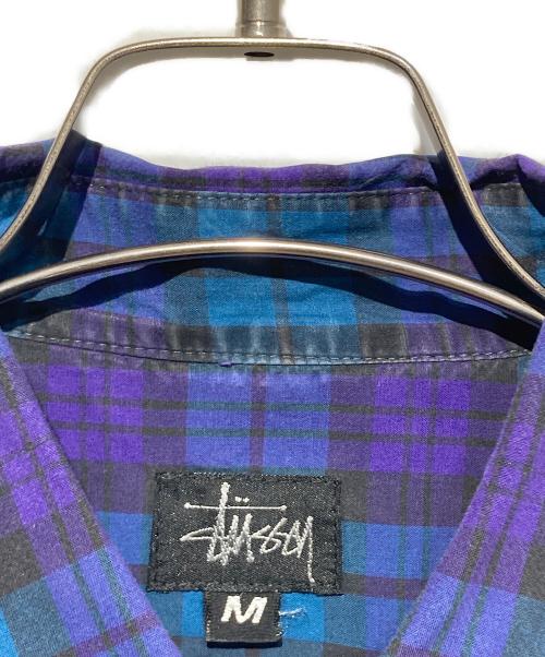 stussy（ステューシー）stussy (ステューシー) チェックシャツ パープル×ブルー サイズ:Mの古着・服飾アイテム