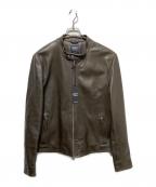 EMMETIエンメティ）の古着「H/アッカコラボシングルライダースジャケット」｜ブラウン