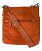 PRADAプラダ）の古着「ナイロン×レザー ショルダーバッグ」｜オレンジ