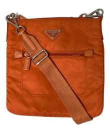 PRADA（プラダ）の古着「ナイロン×レザー ショルダーバッグ」｜オレンジ