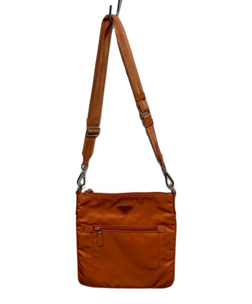 PRADA（プラダ）PRADA (プラダ) ナイロン×レザー ショルダーバッグ オレンジの古着・服飾アイテム