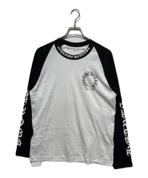 CHROME HEARTS（クロムハーツ）CHROME HEARTS (クロムハーツ) Neck Logo Horseshoe Raglan Sleeve Tee ホワイト サイズ:XLの古着・服飾アイテム
