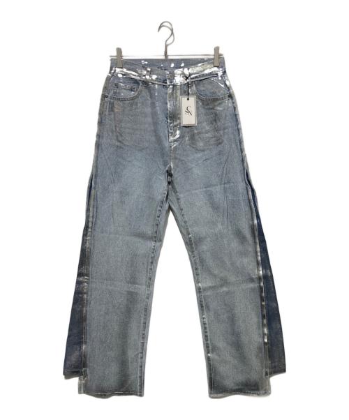 casane（カサネ）CASANE (カサネ) 箔プリントフレアデニムパンツ インディゴ サイズ:2の古着・服飾アイテム