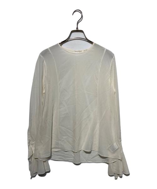 DES PRES（デ プレ）DES PRES (デ プレ) シルクシフォンストレッチ フレアカフスブラウス ホワイト サイズ:FREEの古着・服飾アイテム
