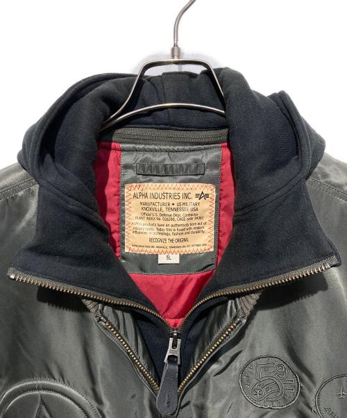 ALPHA（アルファ）ALPHA (アルファ) フードライニングMA-1ジャケット グリーン サイズ:5Lの古着・服飾アイテム