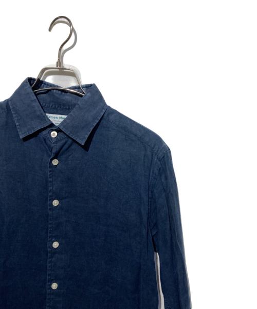 James Mortimer（ジェームス・モルティマー）James Mortimer (ジェームス・モルティマー) リネンシャツ ネイビー サイズ:40の古着・服飾アイテム