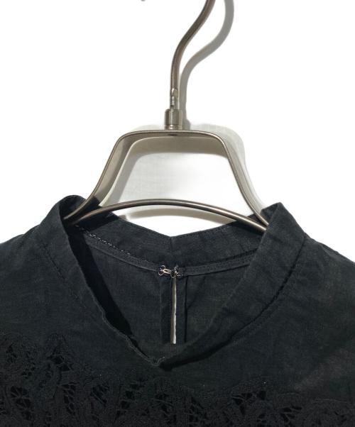 TOMORROW LAND collection（トゥモローランドコレクション）TOMORROW LAND collection (トゥモローランドコレクション) スワトーリネン スタンドネックブラウス ブラック サイズ:36の古着・服飾アイテム