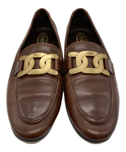 TOD'S（トッズ）TOD'S (トッズ) ケイト メタルチェーンフラットローファー ブラウン サイズ:36 1/2の古着・服飾アイテム