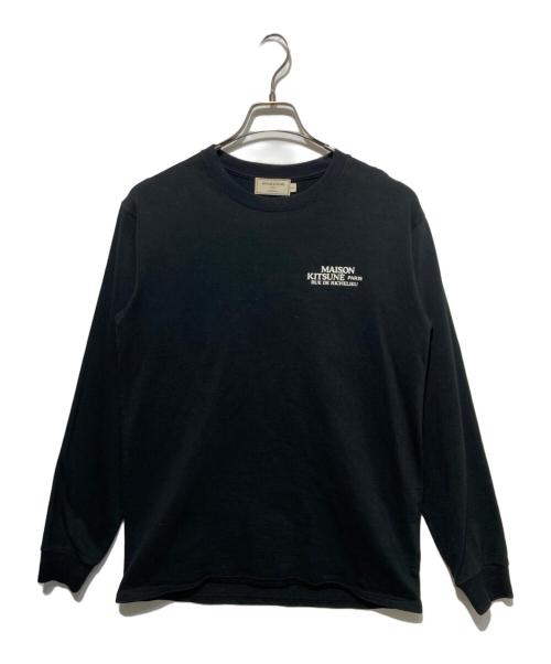 maison kitsune（メゾンキツネ）MAISON KITSUNE (メゾンキツネ) LS TEE Rue De Richelieu ブラック サイズ:Sの古着・服飾アイテム