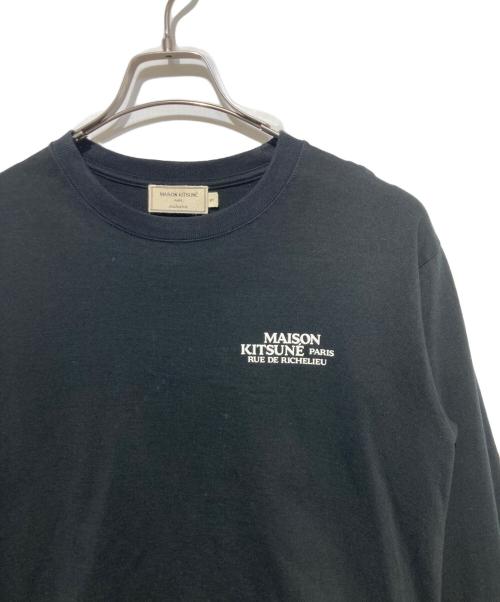 maison kitsune（メゾンキツネ）MAISON KITSUNE (メゾンキツネ) LS TEE Rue De Richelieu ブラック サイズ:Sの古着・服飾アイテム
