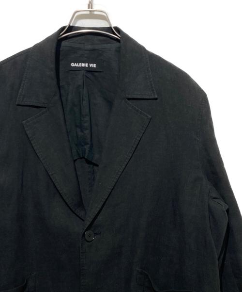 GALERIE VIE（ギャルリーヴィー）GALERIE VIE (ギャルリーヴィー) フレンチリネン サックジャケット ブラック サイズ:ＦＲＥＥの古着・服飾アイテム